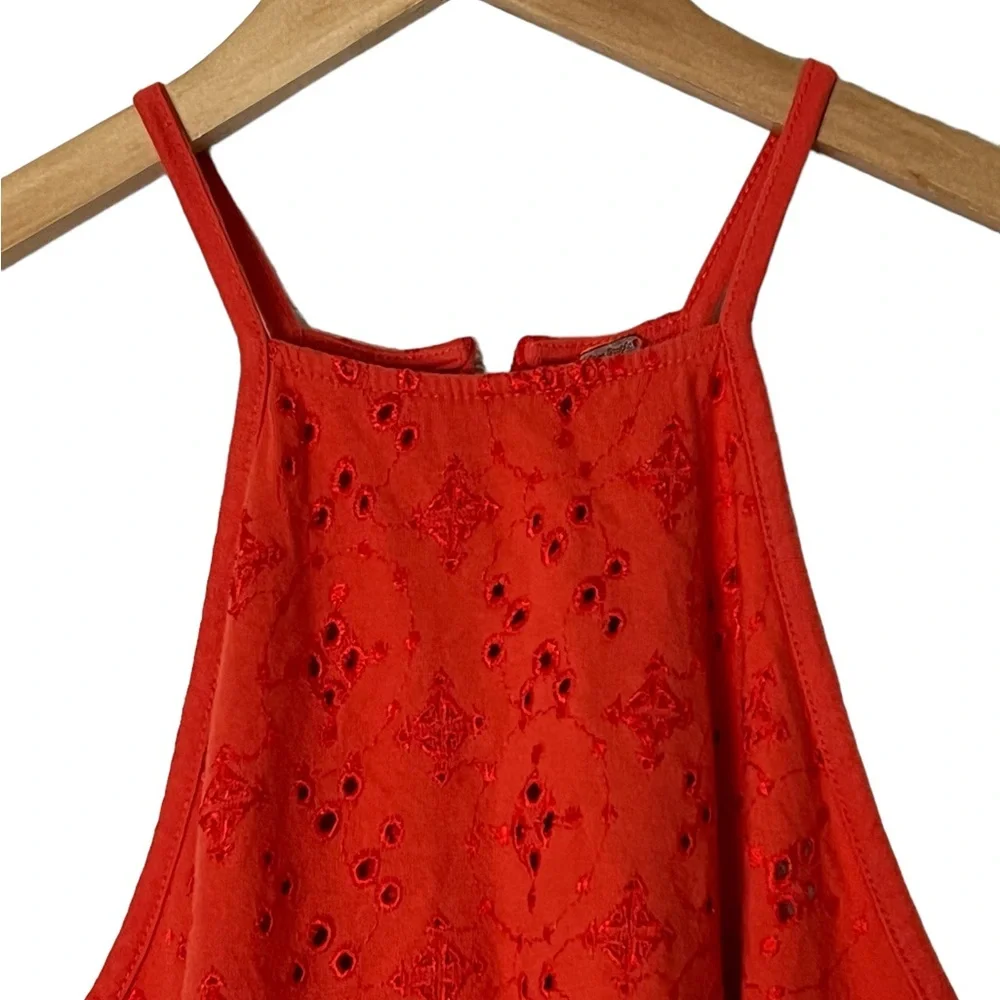 Free People | Dream Date orange cutaway eyelet lace back tank top size m…